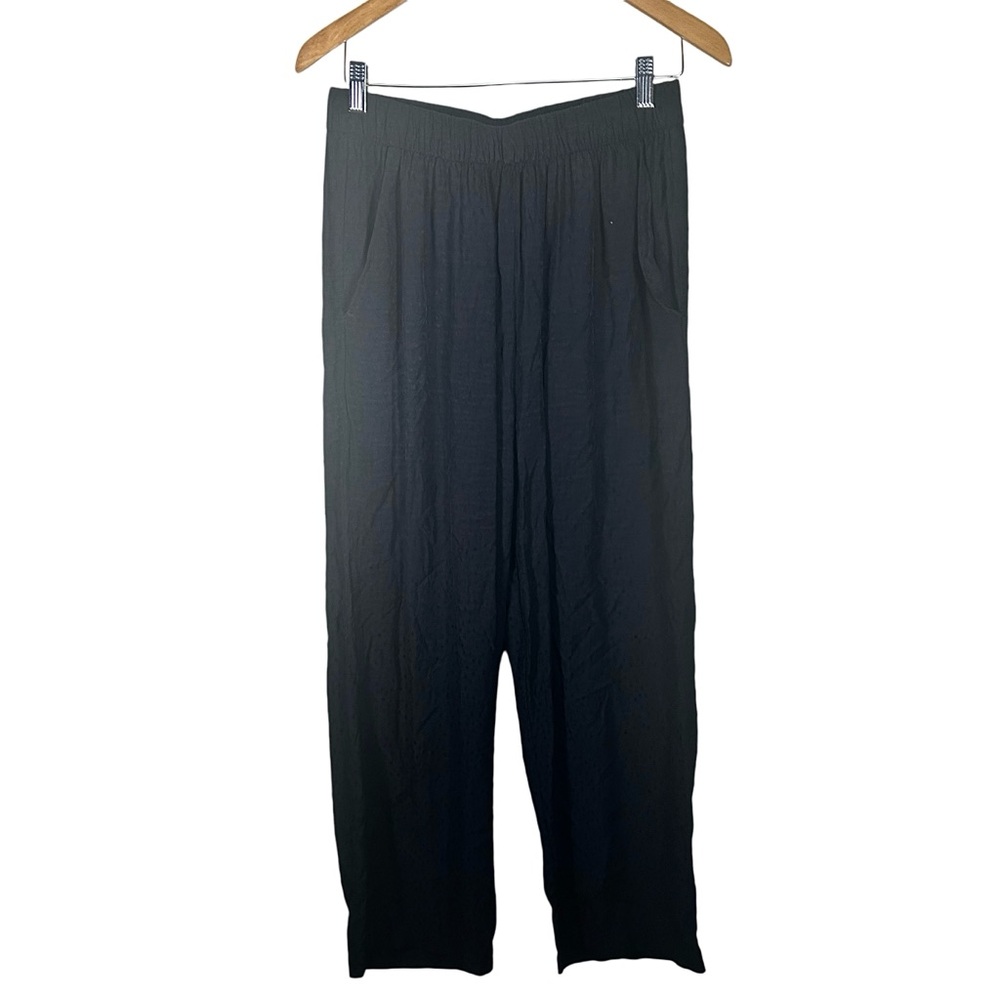 &other Stories Black High Waist Jacquard Polka Dot Pull On Pants Size 8